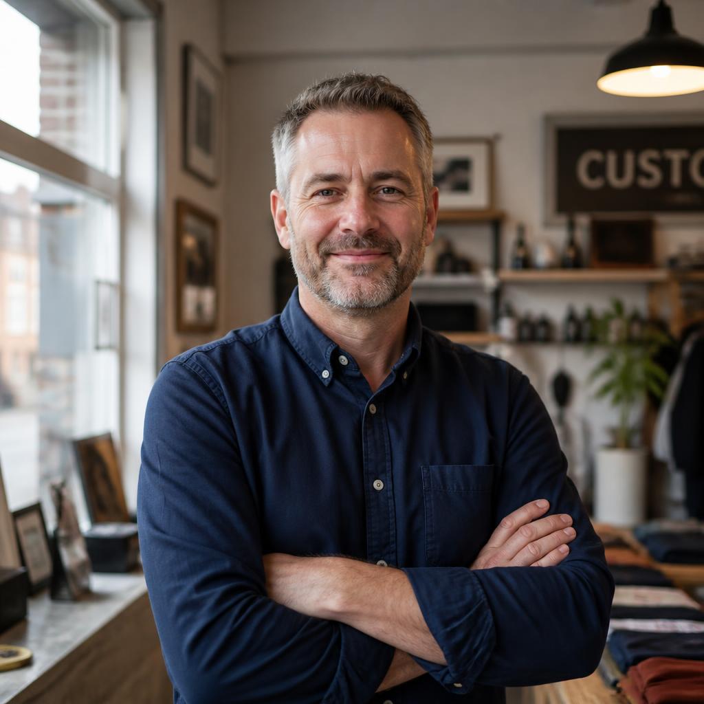 Wirral business owner in their shop